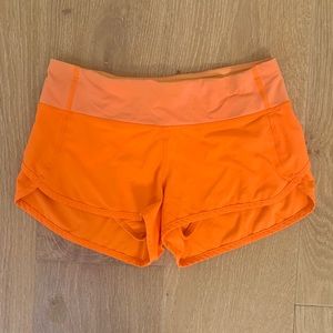 orange lululemon speed shorts